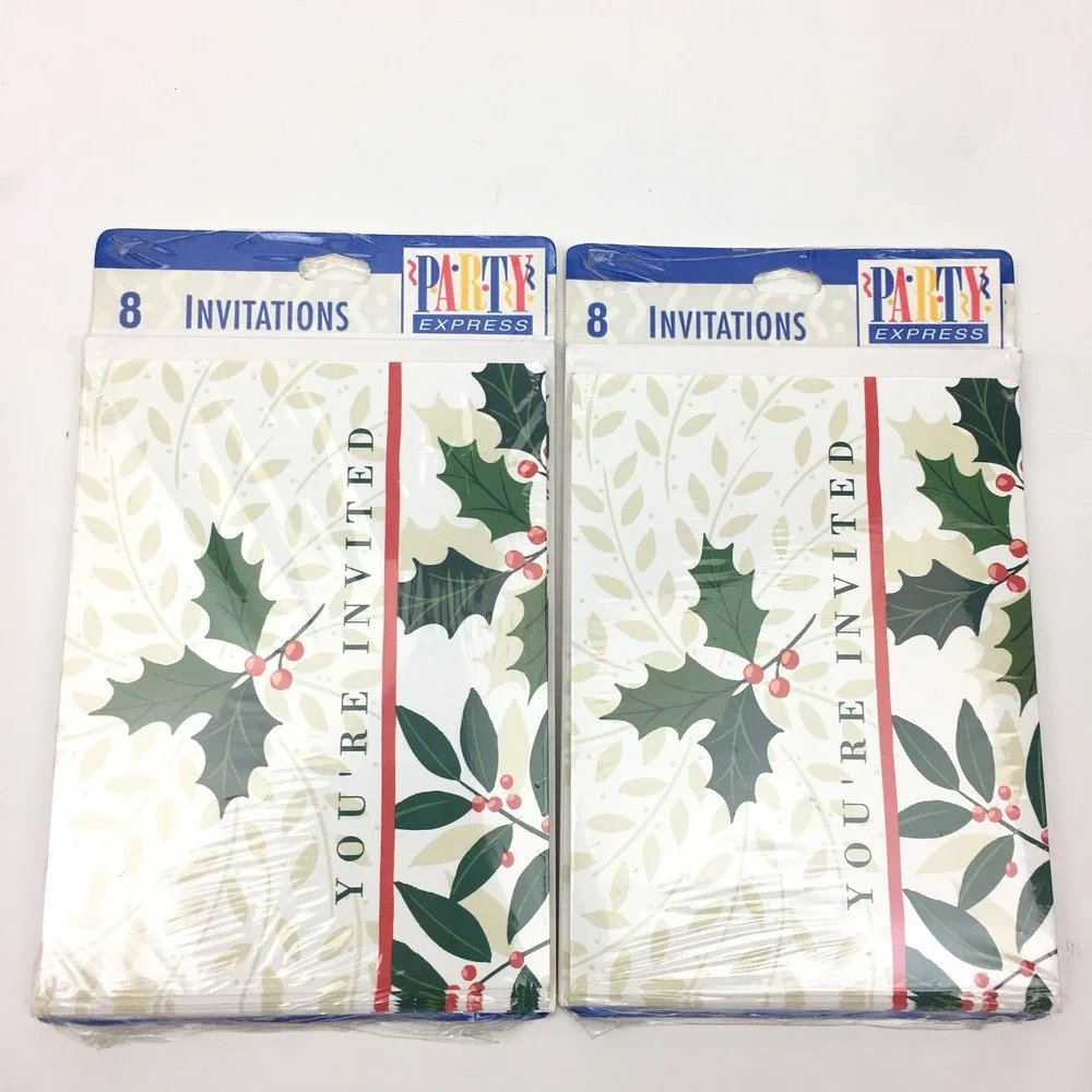 2 Packs of‎ 8ct Christmas Holiday Party Event You're Invited Invitation Sealed